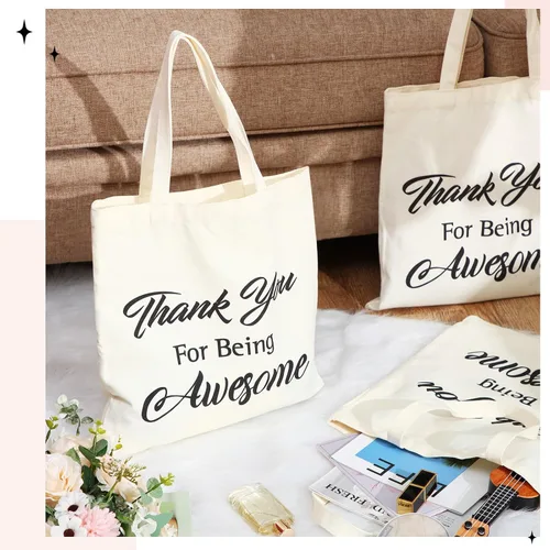 Vista 3 de Sweetude 12 piezas de regalos de agradecimiento para empleados, bolsa de mano inspiradora, bolsa de tela de apreciación a granel, bolsas de lona