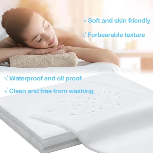 Vista 2 de 200 sábanas desechables, 31 x 71 pulgadas, impermeables, para mesa de masaje, tela no tejida, cubierta de cama para terapia de masaje, tatuajes