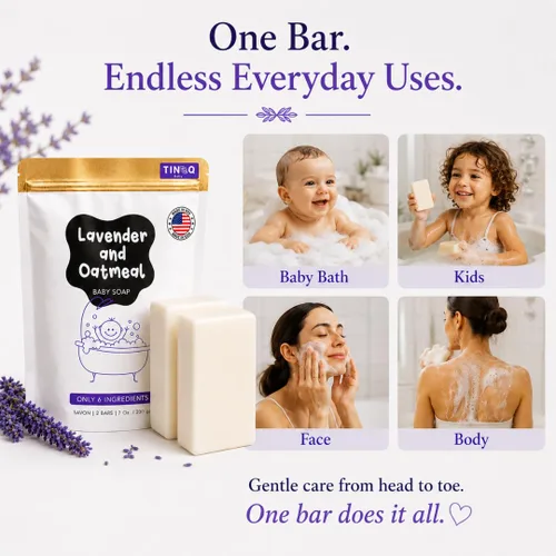 Vista 3 de Barra de jabón para bebés para piel sensible Jabón de baño natural para niños pequeños y adultos Aceite esencial de lavanda orgánica relajante