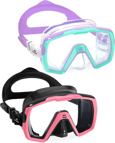 Vista 9 de Freela Gafas de natación para niños con cubierta de nariz para 6 a 16 años, paquete de 2 máscaras de natación de visión amplia, antiniebla, sin