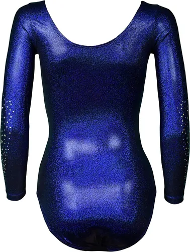 Vista 4 de Look-It Activewear Leotardo de manga larga azul medianoche para niñas y mujeres