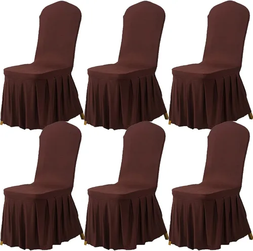 Vista 19 de Dimatic Juego de 2 fundas elásticas para sillas de comedor, fundas Parsons con falda, de elastano súper ajuste, funda protectora de asiento para Azul