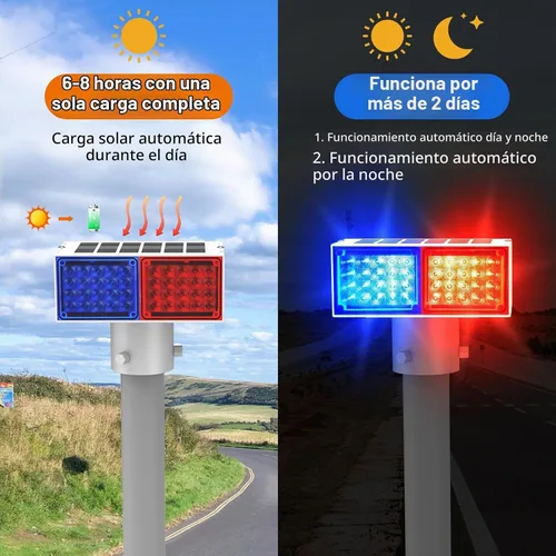 Vista 4 de Luces estroboscópicas solares, luz de advertencia intermitente roja y azul