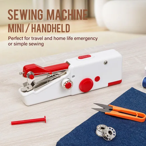 Vista 2 de Máquina de coser de mano CS101, máquina de coser para principiantes, mini y kit de mano eléctrico portátil para adultos y niños de 8 a 12 años