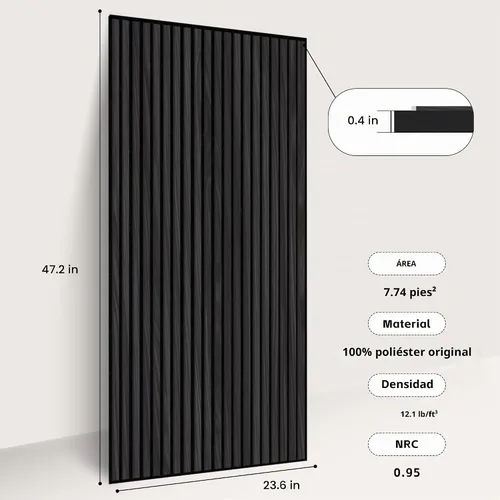 Vista 3 de WoveN SounD Slat Acousitc - Paneles de pared de 48 x 24 pulgadas, chapa de madera, decoración de pared a prueba de sonido, diseño autoadhesivo