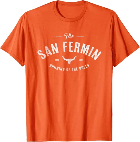 Vista 33 de The Running of the Bulls" - Pamplona Gift - Camiseta San Fermin, Rojo, S Asfalto