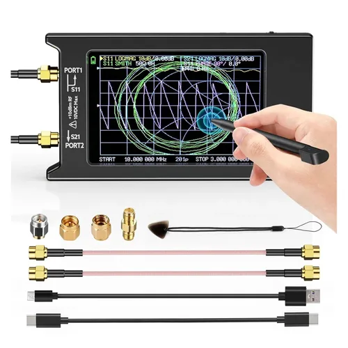 Vista 3 de Spectrum Analyzer, NanoVNA-H4 4inch Vector Network Analyzer 10k-1.5GHz HF VHF UHF Antenna Version 4.3 with SD Card Slot