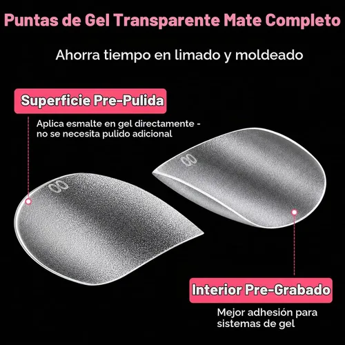 Vista 3 de Puntas de Uñas de Gel Redondas Extra Extra Cortas, SINOKAME Uñas Postizas a Presión Extra Cortas Transparentes Redondas, Mate Completo Sin Lima Uñas