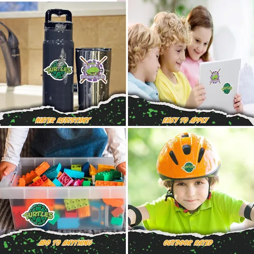 Vista 2 de TMNT - Juego de 3 calcomanías de vinilo Donnie de las Tortugas Ninja Adolescentes Mutantes para coche, botella de agua, bicicleta, casco, laptop