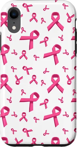 Vista 25 de Funda de soporte para iPhone 17 de mujeres de concientización sobre el cáncer de mama con patrón de cinta rosa