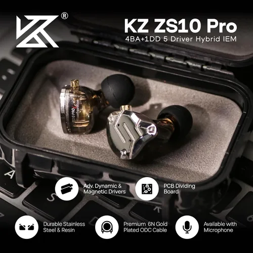 Vista 2 de Linsoul Bundle‑2 Items:KZ ZS10 Pro IEM & Kiwi Ears Flow Ear Tips