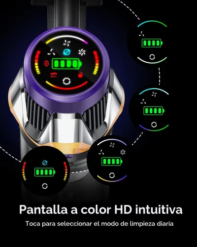 Vista 6 de Aspiradora inalámbrica, mejorada de 55 KPA, 650 W, 70 minutos, con modo huracán, autoportante, pantalla táctil, taza de polvo de 1.8 L, aspiradora