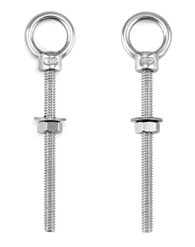 Vista 2 de QWORK Paquete de 25 pernos de ojo roscados de acero inoxidable de grado marino de 1/4 x 3 pulgadas, anillos de elevación con arandelas de tuercas