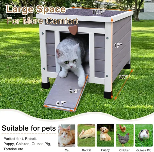 Vista 8 de Casa para gatos resistente a la intemperie para gatos al aire libre en invierno, refugio para gatos al aire libre 100% aislado en todo el perímetro