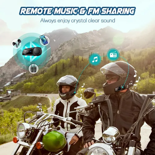 Vista 4 de MAXTO Auriculares Bluetooth M2 para motocicleta, casco de motocicleta Bluetooth 5.0, 6 vías 3280 pies, sistema de comunicación de intercomunicación