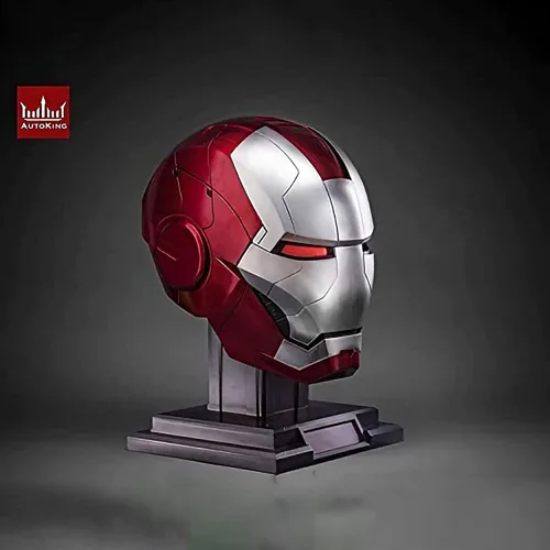 Vista 3 de GWAGUK MK5 - Casco eléctrico de Iron Man, 1 1, casco de control de voz en inglés, accesorios de Halloween y cosplay, metal cepillado, panel