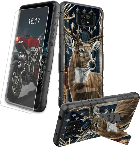 Vista 38 de Funda para AT&T Maestro Max 2021/Cricket Ovation 2 con protector de pantalla de vidrio templado, funda resistente con función atril integrada
