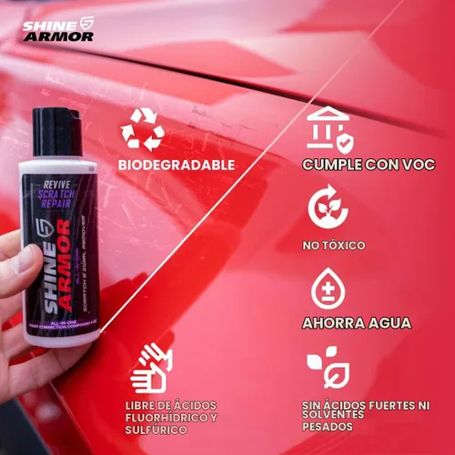 Vista 2 de SHINE ARMOR Removedor de Arañazos para Coche, Protección y Eliminación de Remolinos, Abrillantador 4oz