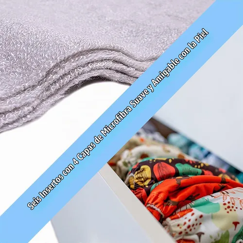 Vista 6 de Simple Being Pañales de tela reutilizables, doble refuerzo, talla única, lavables, suaves, absorbentes, impermeables, ecológicas, unisex, para bebé