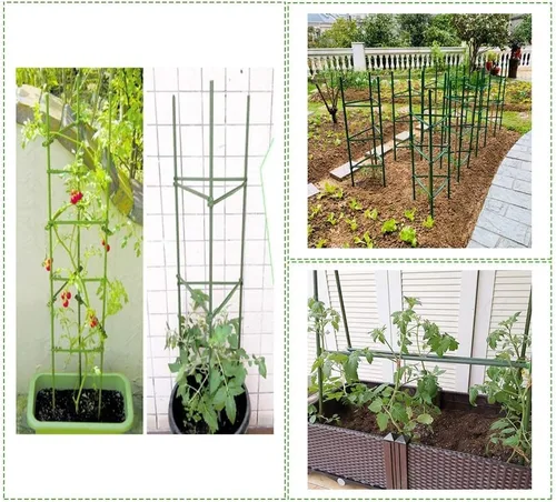 Vista 7 de Estacas de jardín de 60 pulgadas / 5 pies, 50 estacas para plantas, recubierto de plástico y tubo de acero, varillas de tomate resistentes