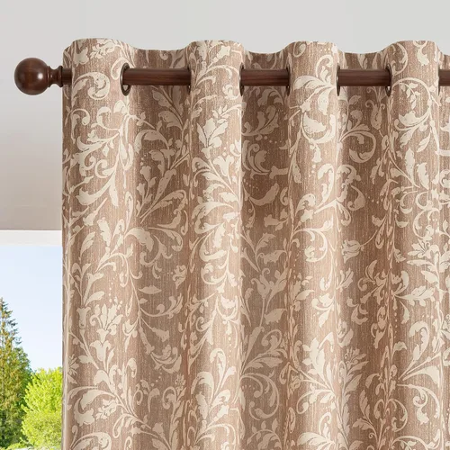 Vista 11 de jinchan Cortinas 80% opacas para dormitorio, cortinas con patrones geométricos para sala de estar, tratamientos de ventana para oscurecer