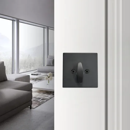 Vista 8 de Cerradura cuadrada de un solo cilindro moderno con llaves, cerrojo negro mate para entrada de puerta delantera, cerradura de seguridad de puerta
