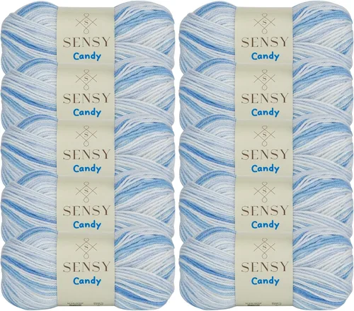 Vista 18 de Sensy Candy Yarn - Hilo de 5 madejas, 3.5 onzas, 251 yardas, multicolor para ganchillo y tejido, calibre ligero 3
