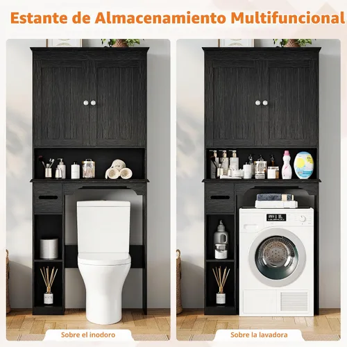 Vista 3 de Jojoka Gabinete de almacenamiento ampliado sobre inodoro de 30 pulgadas con Negro