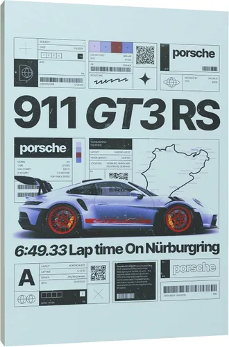 Vista 2 de Póster de Supercar 911 GT3RS - Póster de carreras para pared, lienzo vintage, arte de pared, pósteres de pintura en lienzo para regalo