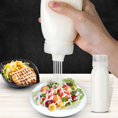 Vista 7 de Botellas exprimibles de condimentos porosos, contenedor de aderezo para ensaladas, botellas exprimibles de condimentos, paquete de 3 botellas de 13