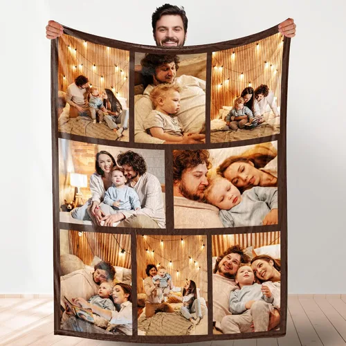 Vista 12 de Manta de fotos personalizada para bodas, parejas, fotos para familiares, amigos, regalos personalizados de Navidad y cumpleaños, fabricada