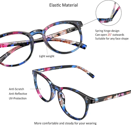 Vista 2 de VisionGlobal 3 pares de lentes de lectura/gafas de sol plegables con lente de bloqueo de luz azul, gafas plegables compactas para mujer, Chilling 2