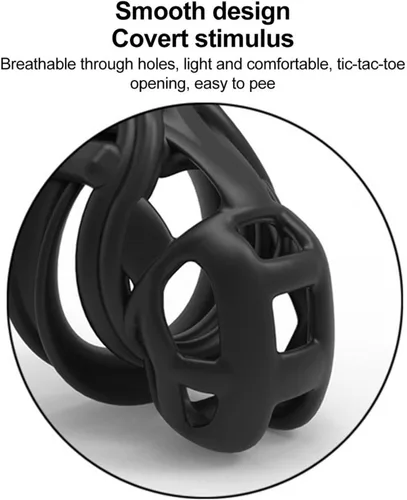 Vista 4 de Chastity Cage - Jaula de castidad para adultos, juguetes sexuales para adultos con 5 anillos activos, dispositivos de castidad para pene