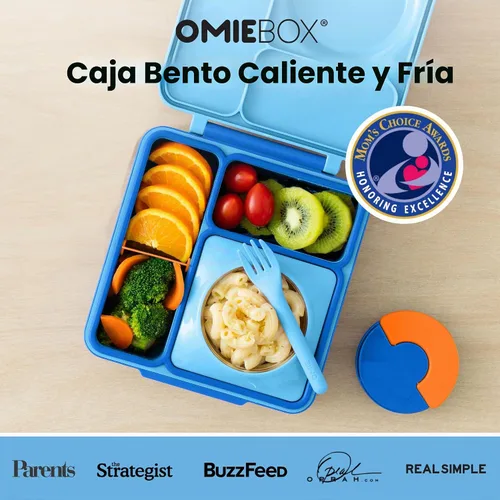 Vista 2 de Omie OmieBox - Lonchera Bento aislada a prueba de fugas con tarro de comida (cielo azul)