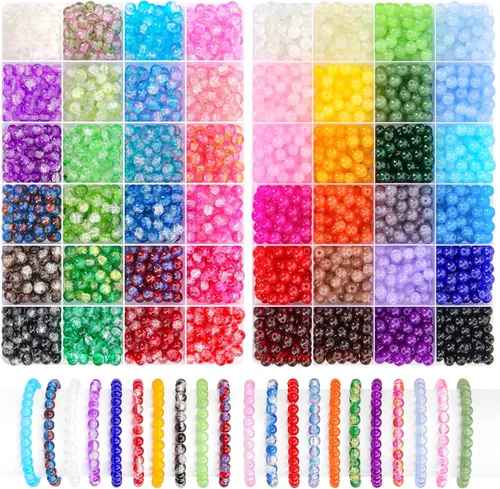 Vista 19 de 1440 piezas de cuentas redondas de acrílico mate de 6 mm de color caramelo, 24 colores surtidos de cuentas de chicle de plástico con agujero Juego