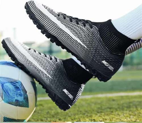 Vista 2 de Botas de fútbol para hombre, ligeras, transpirables, firmes, para exteriores, interiores, escuela, juego, entrenamiento