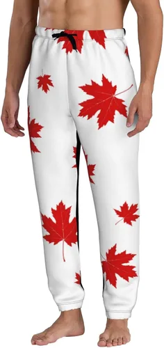Vista 2 de ultaro Mens Joggers Sweatpants Red Maple Leaf Casual Pants Sports Jogging Trousers with Drawstring