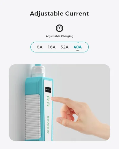 Vista 4 de Cargador EV de nivel 2, estación de carga EV portátil de 40A 240V para el hogar, cargador de vehículo eléctrico con corriente ajustable programada
