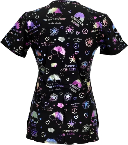 Vista 2 de Zinnia Camiseta quirúrgica elástica con cuello en V para mujer