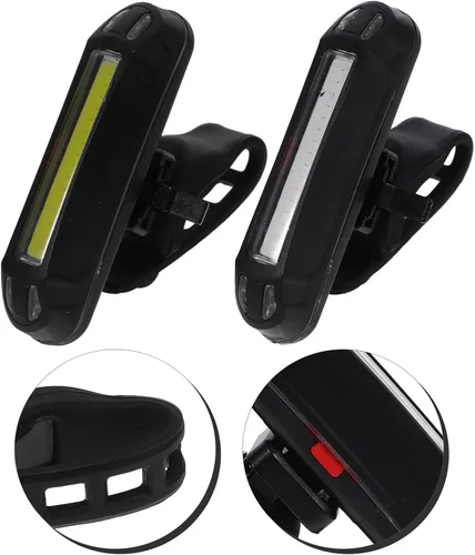 Vista 6 de Bike Rear Light and Front Warning Lamp USB Rechargeable LED Taillight Set, Lightweight Waterproof Cycling Safety Lights for Night Riding and