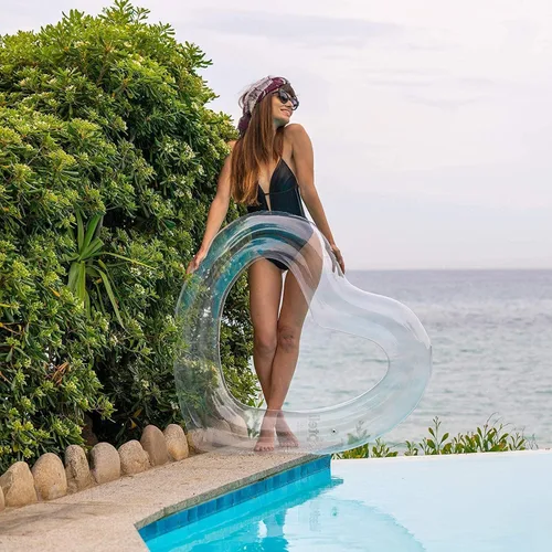 Vista 5 de LOTELI - Flotadores de piscina con forma de corazón originales para adultos, más gruesos y fuertes, flotadores inflables grandes para fiestas