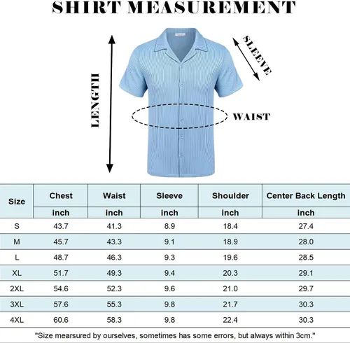 Vista 6 de COOFANDY Camisas casuales con botones para hombre, de manga corta, ajuste regular, a la moda, para campamento y playa