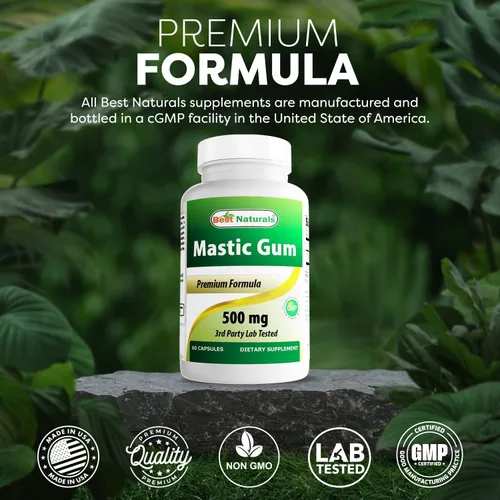 Vista 5 de Best Naturals Paquete de 2 cápsulas de masilla de 500 mg – 60 unidades – (sin OGM) (sin gluten) – Promueve la salud saludable del estómago