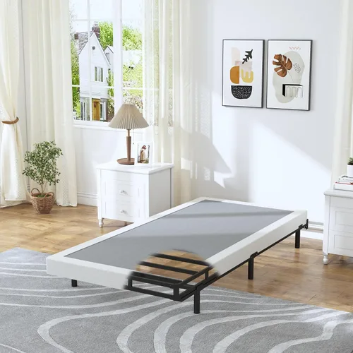Vista 3 de HOBINCHE Somier individual de perfil bajo, somier de 3 pulgadas para cama de tamaño individual, base de cama resistente, base de colchón de metal