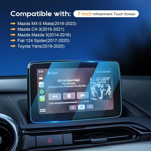 Vista 6 de LFOTPP Protector de pantalla de navegación de 7 pulgadas para F i a t 124 Spider(2017-2020), Mazda MX-5 Miata (2016-2023), Mazda CX-3 (2016-2021)