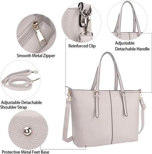 Vista 4 de Bolsa de mano para computadora portátil de 15.6 pulgadas para mujer, bolsa de trabajo de oficina