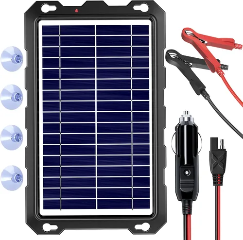 Vista 12 de SUNAPEX Carga de batería solar de 12 V: kit de panel solar portátil impermeable – Cargador de goteo de mantenimiento de batería – con controlador