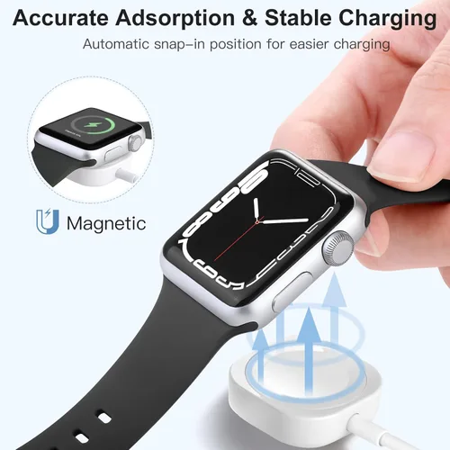Vista 11 de Cargador USB iWatch compatible con cargador de Apple Watch, cable de carga rápida de 5 pies para i Watch Series 9, 8, 7, 6, 5, 4, 3, 2, SE/2, cable