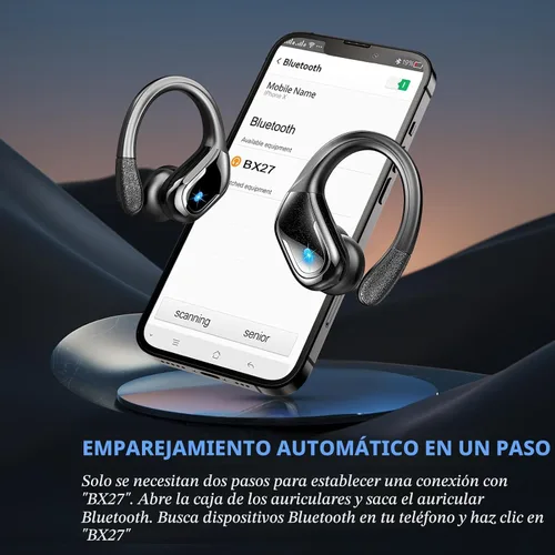 Vista 7 de Auricular Inalámbrico, Auriculares Bluetooth 5.4 de 75Hrs IP7 Impermeables para Deporte, Auriculares Inalámbricos para Correr con ENC Cancelación