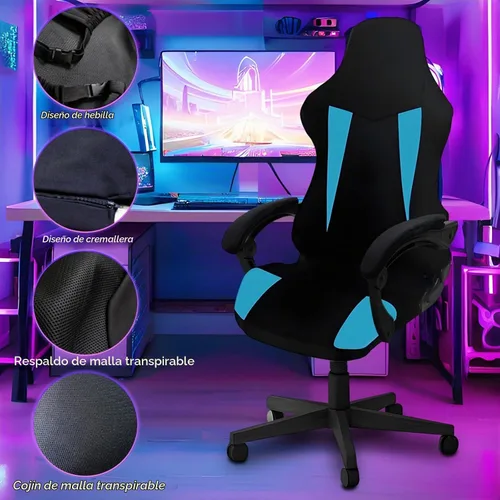 Vista 3 de Fundas para Sillas Gaming Solamente, Elásticas Suaves Gruesas de Malla Transpirable Resistentes a Rayones Funda de Asiento para Silla Gaming con 2